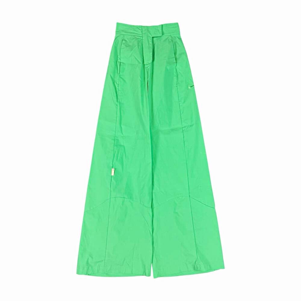 Nike Green Woven Wide Leg Pants Pull-On Elastic Waist Work Out Logo Women's XS